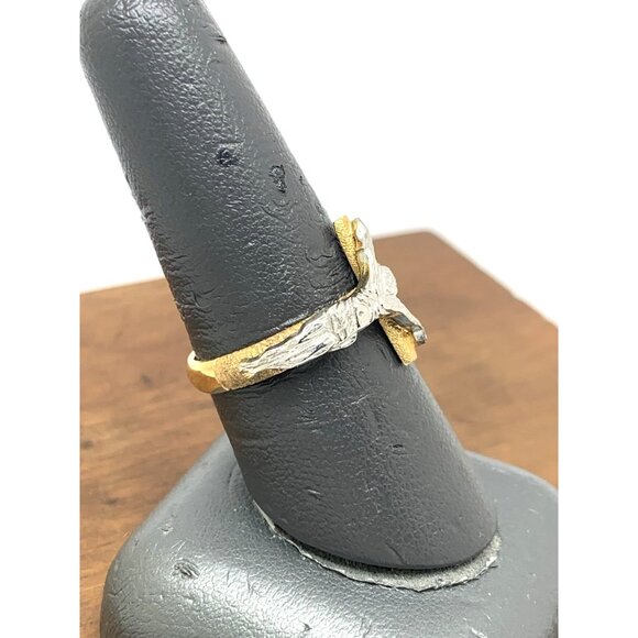 Crucifix Ring Diamond INR Jesus Cross 14k Yellow Gold Estate Jewelry Size 8.25 - Picture 7 of 14
